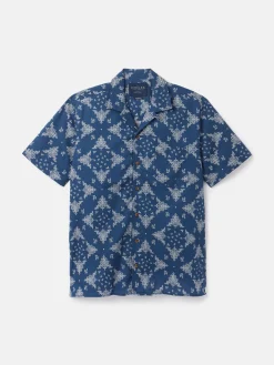 Revere Navy Blue Paisley Printed Short Sleeve Shirt<Joules New