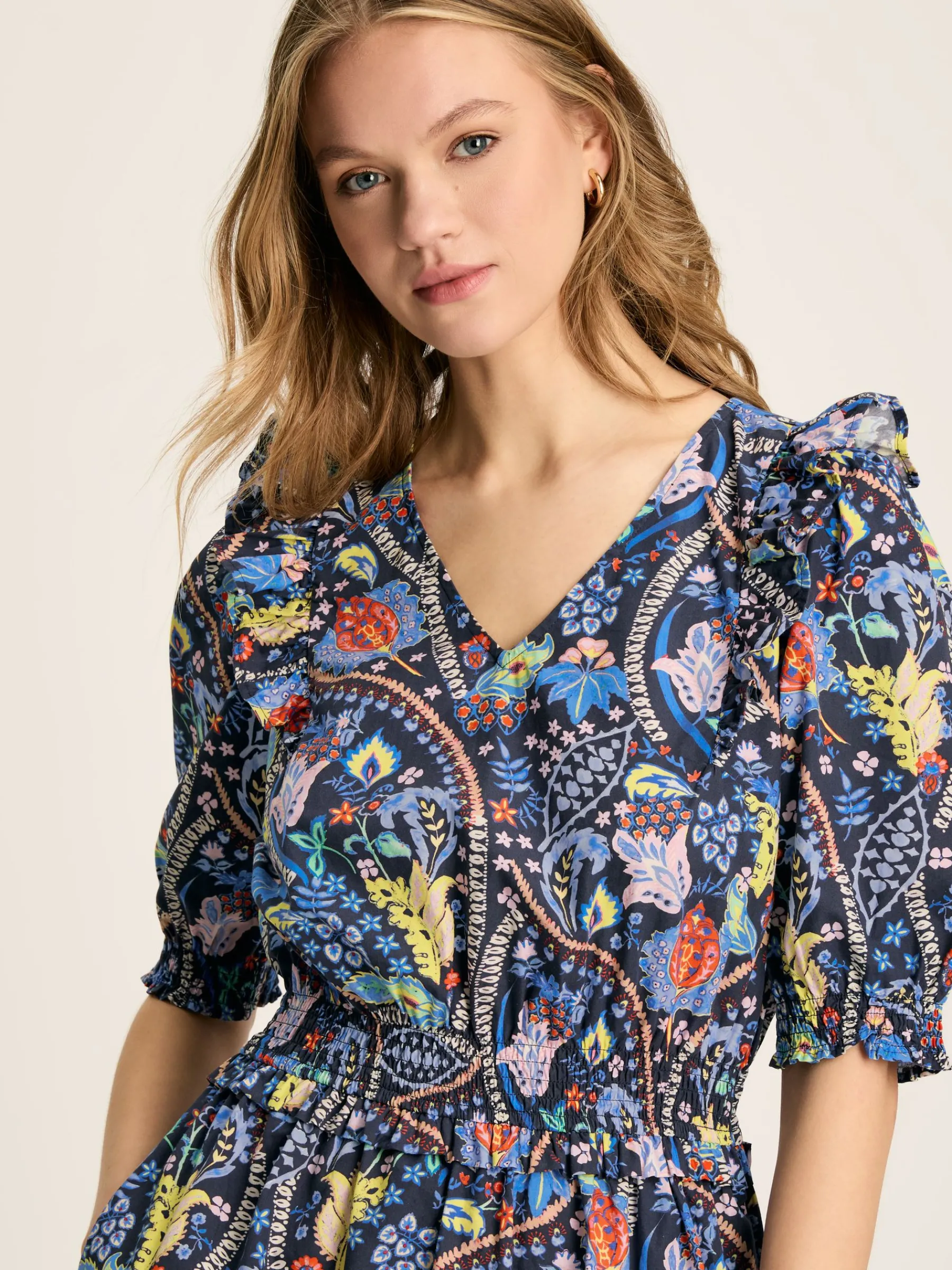 Rosalie V-Neck Frill Dress<Joules Clearance