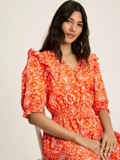 Rosalie V-Neck Frill Dress<Joules Sale