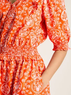 Rosalie V-Neck Frill Dress<Joules Sale