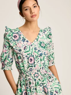 Rosalie V-Neck Frill Dress<Joules Clearance