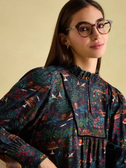 Rosette Printed Dress with Pie Crust Neck<Joules Online