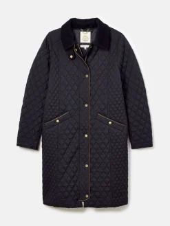 Rosewell Showerproof Longline Diamond Quilted Coat<Joules