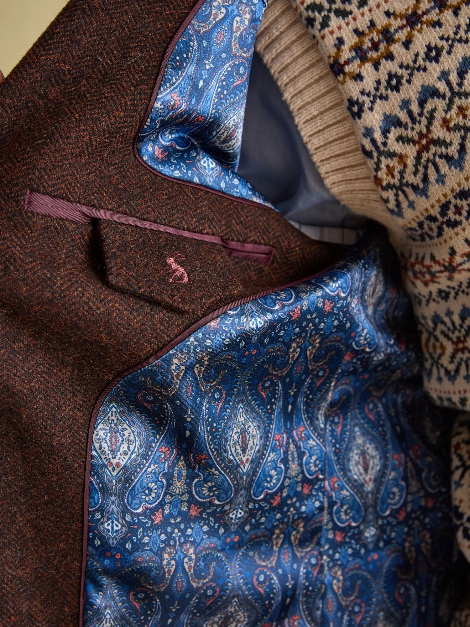 Rust Brown Slim Fit Herringbone Blazer<Joules New