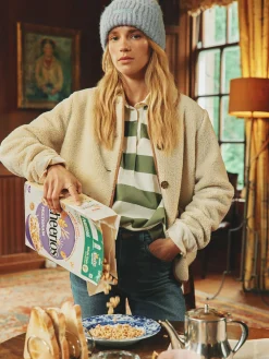Sadie Button Down Fleece Jacket<Joules Clearance