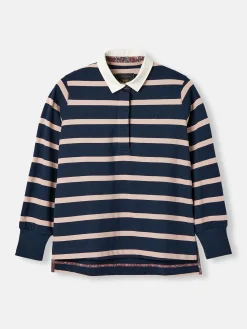 Sammie Navy Blue Striped Heavyweight Cotton Rugby Shirt<Joules Best