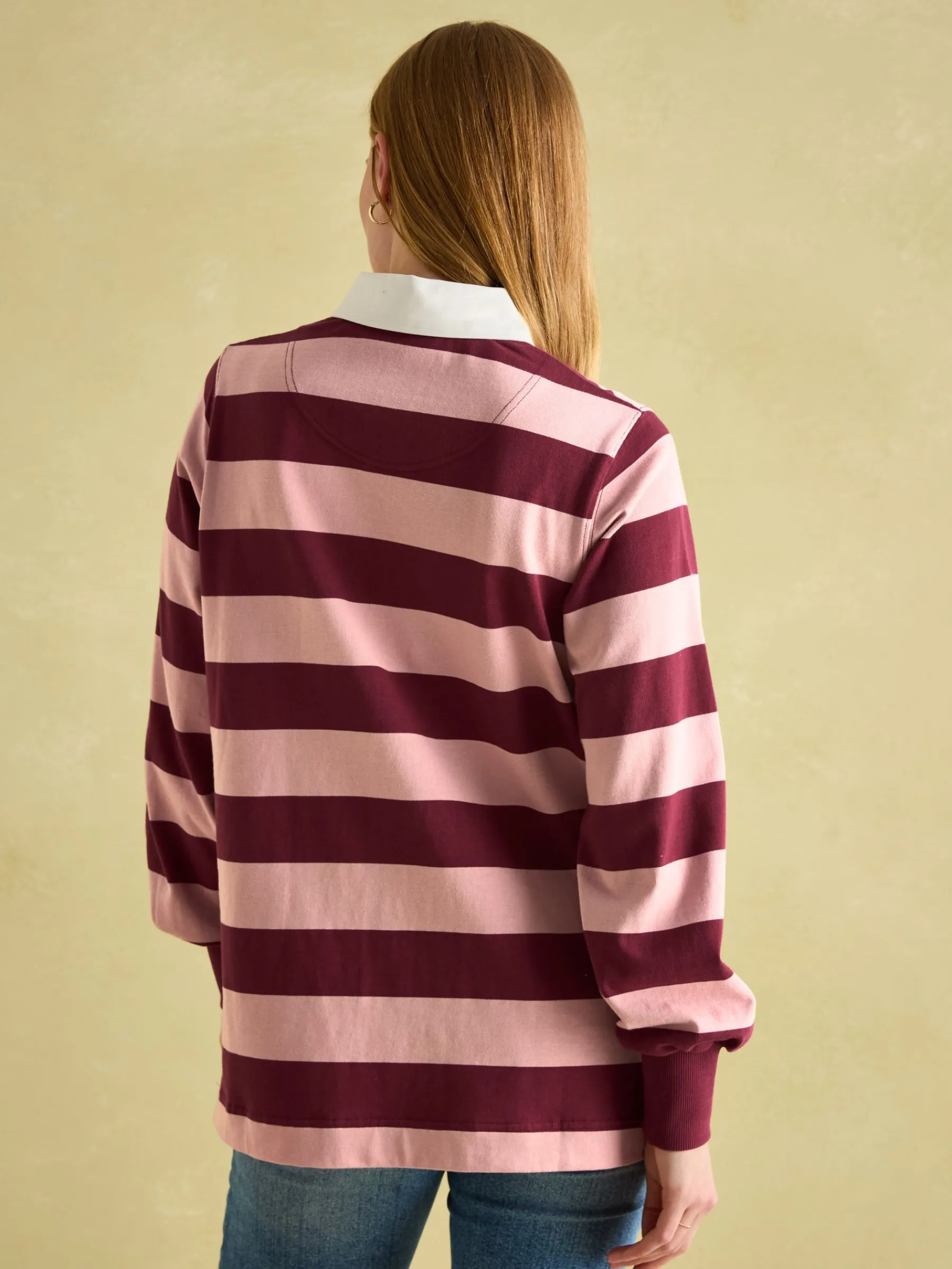 Sammie Pink & Red Striped Heavyweight Cotton Rugby Shirt<Joules Sale