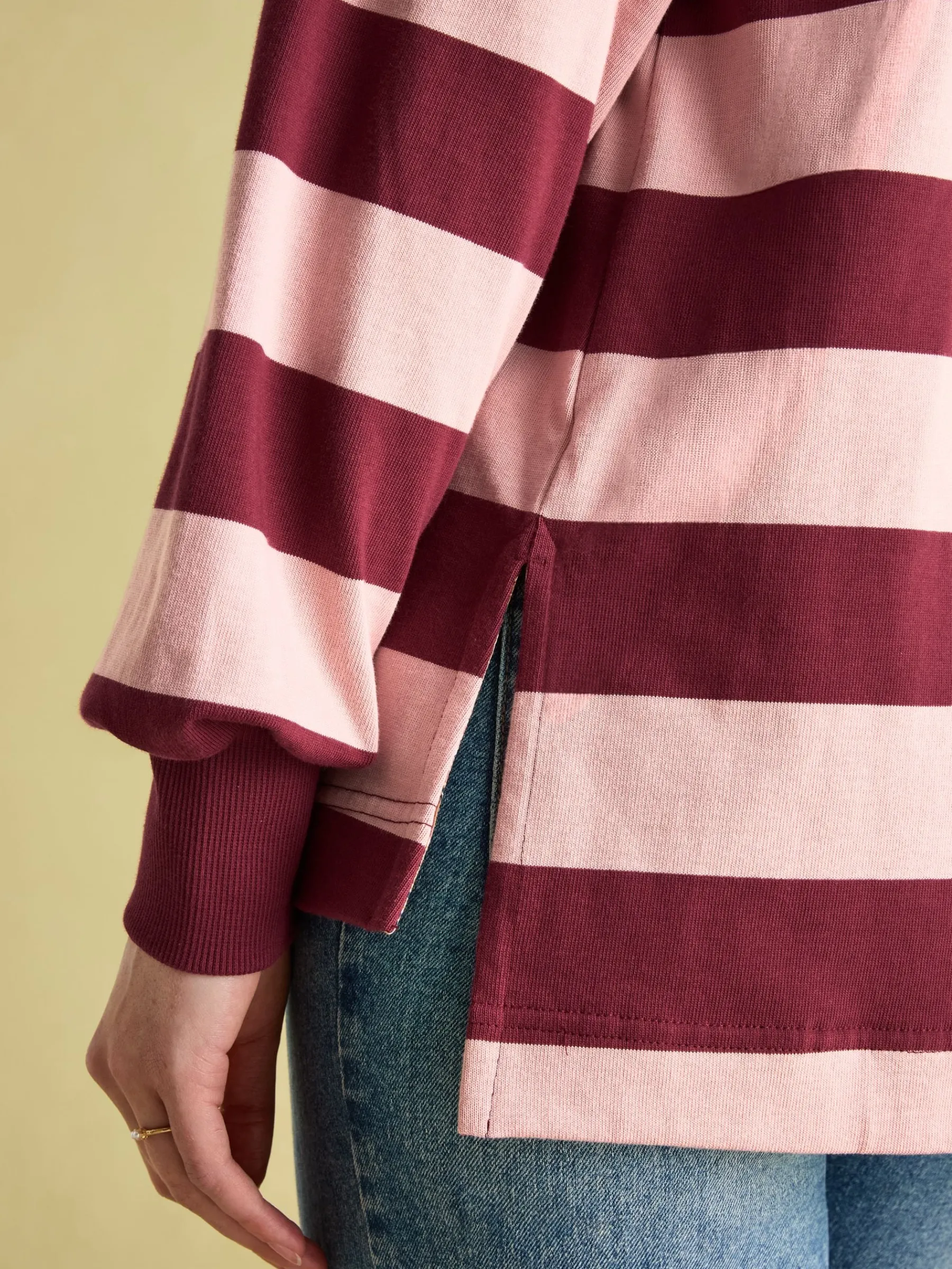 Sammie Pink & Red Striped Heavyweight Cotton Rugby Shirt<Joules Sale
