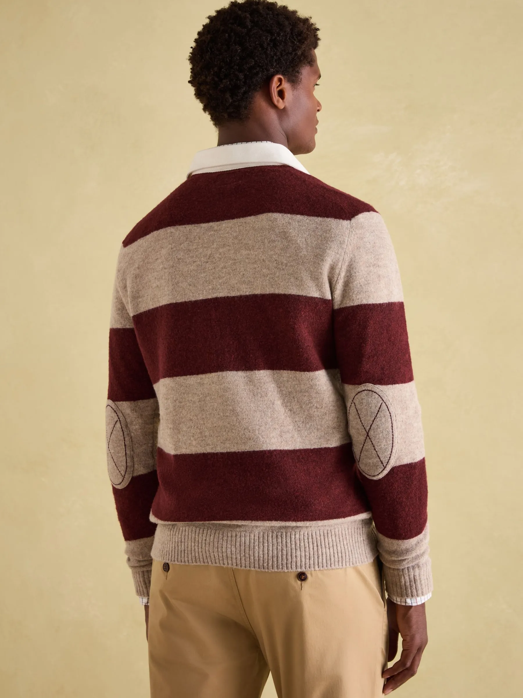 Seymour Burgundy & Cream Knitted Rugby Shirt<Joules Clearance