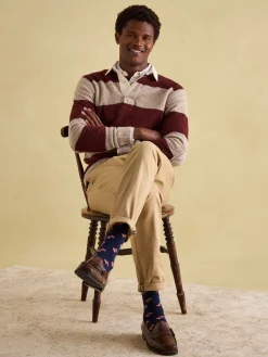 Seymour Burgundy & Cream Knitted Rugby Shirt<Joules Clearance