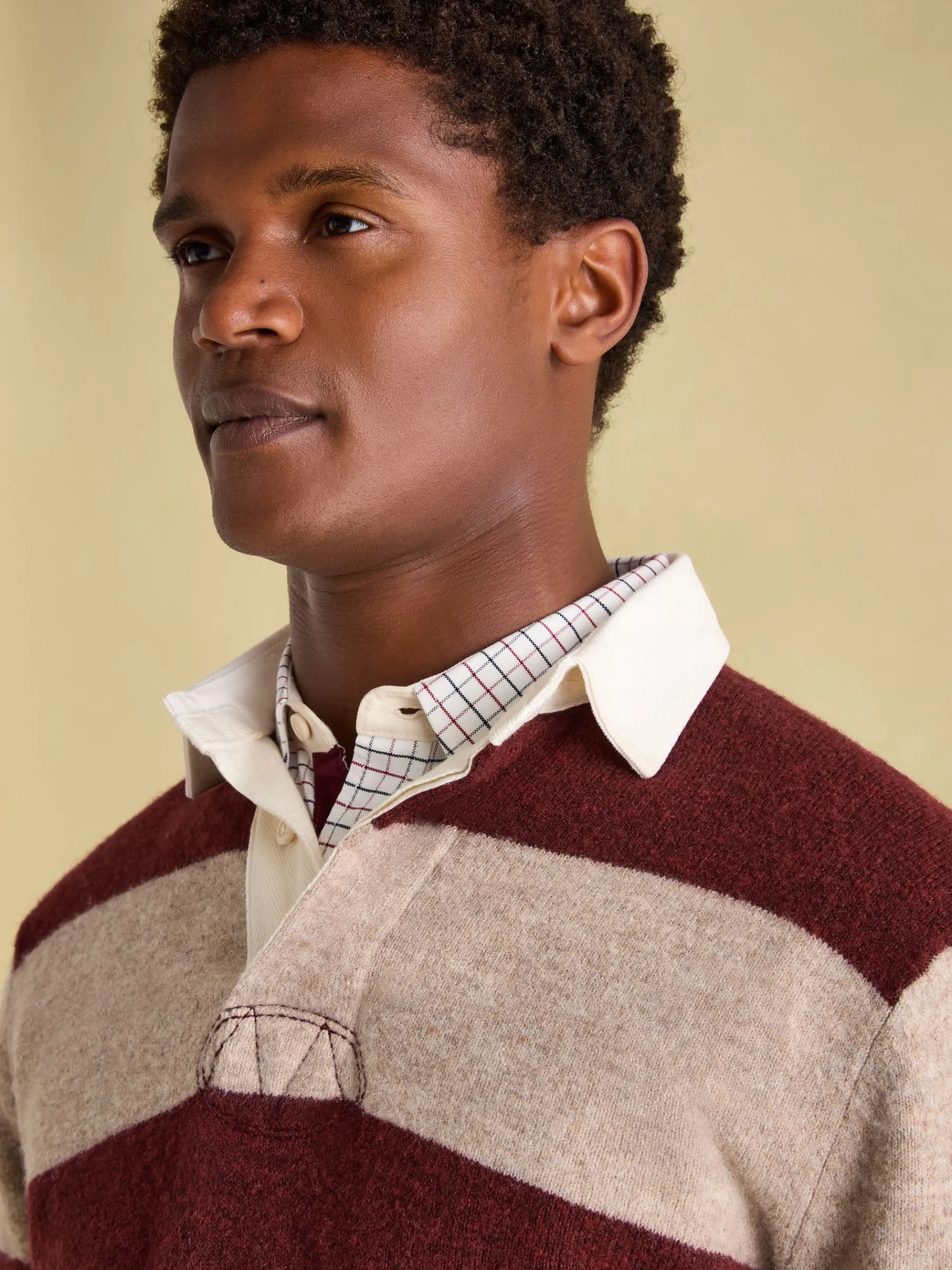 Seymour Burgundy & Cream Knitted Rugby Shirt<Joules Clearance