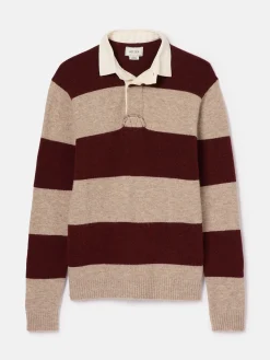 Seymour Burgundy & Cream Knitted Rugby Shirt<Joules Clearance