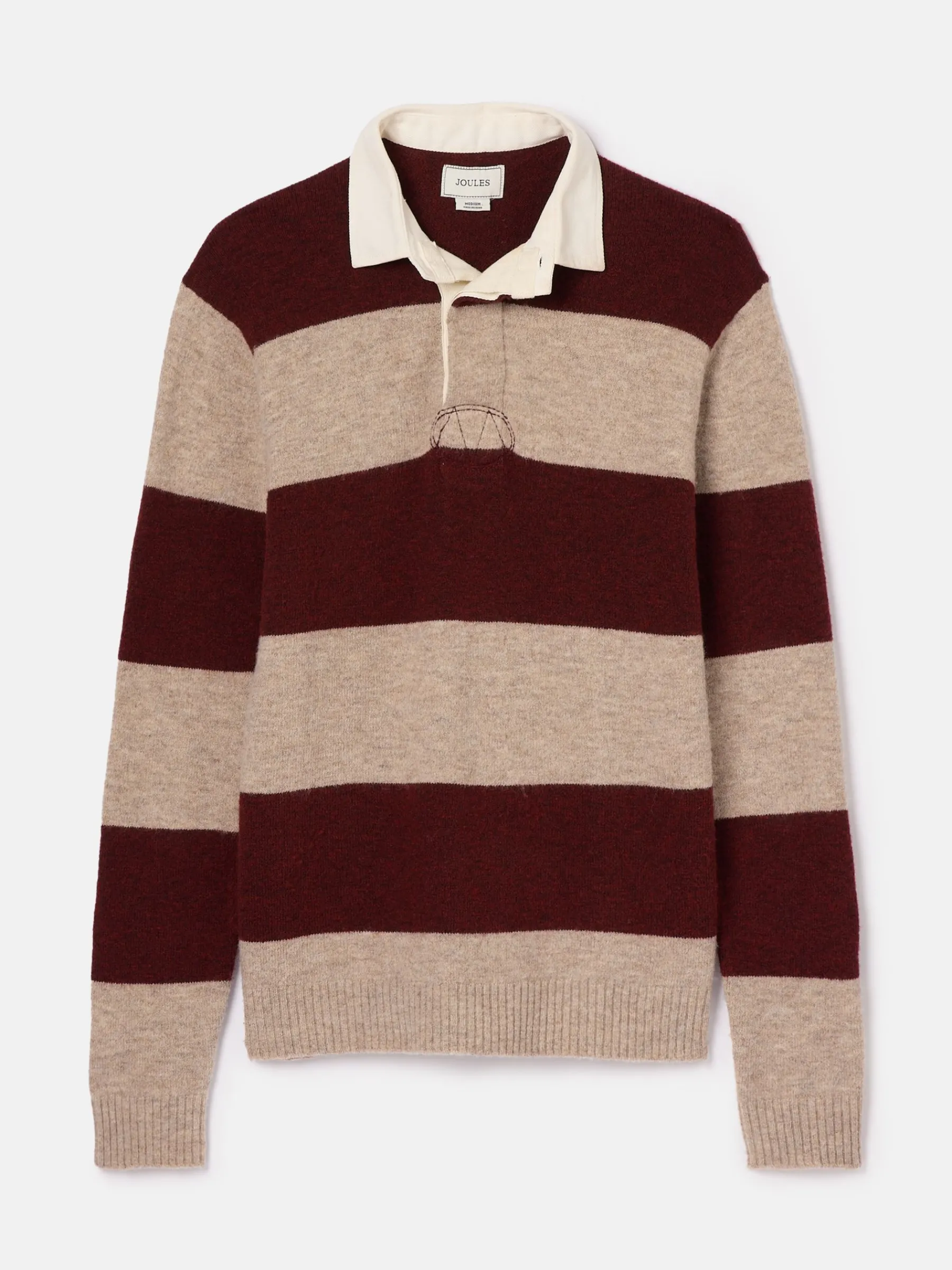 Seymour Burgundy & Cream Knitted Rugby Shirt<Joules Clearance