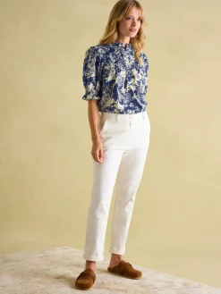 Silvia Frill Neck Smocked Blouse<Joules Sale
