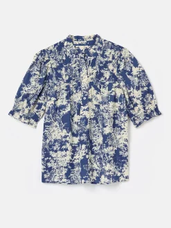 Silvia Frill Neck Smocked Blouse<Joules Sale