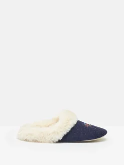 Slippet Luxe Navy Blue Horse Embroided Slippers<Joules Best