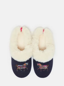 Slippet Luxe Navy Blue Horse Embroided Slippers<Joules Best