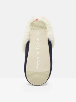 Slippet Luxe Navy Blue Horse Embroided Slippers<Joules Best