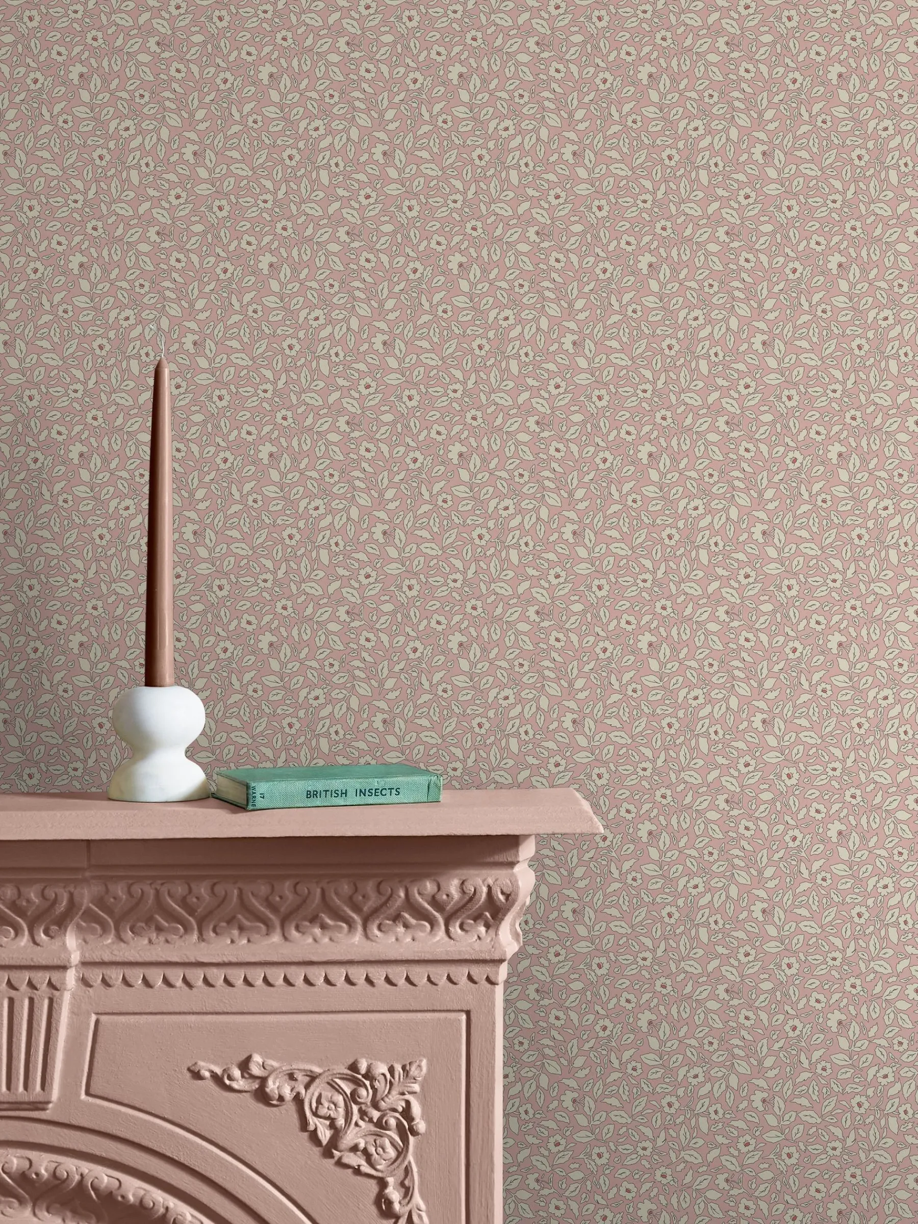Soft Pink Ditsy Floral Print 10M Wallpaper<Joules Outlet