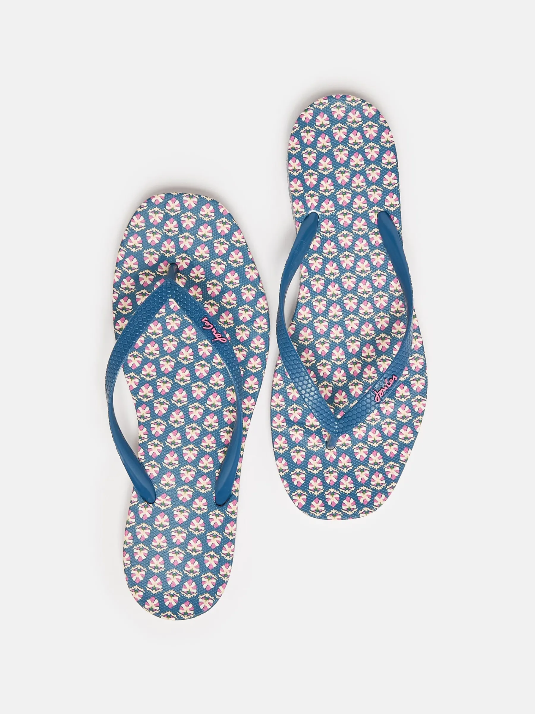 Sunvale Blue Floral Printed Flip Flops<Joules Hot
