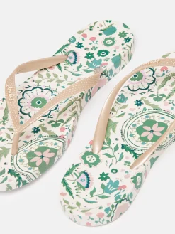 Sunvale Cream Floral Printed Flip Flops<Joules Hot