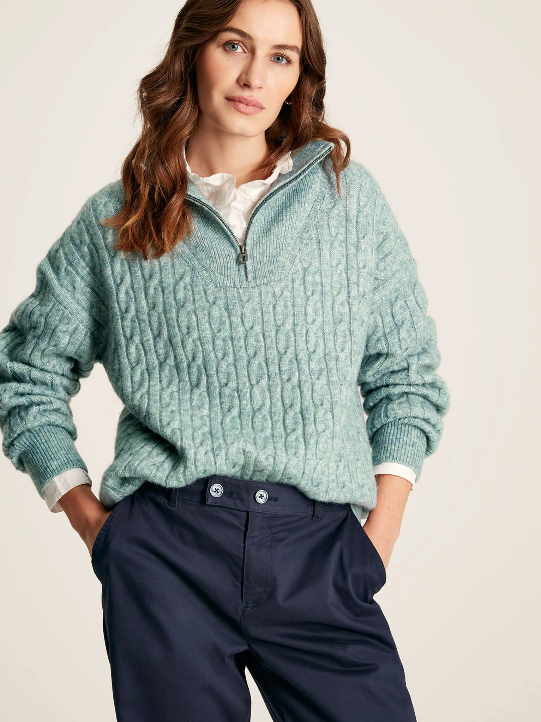 Tabitha Knitted Quarter Zip Jumper<Joules Outlet