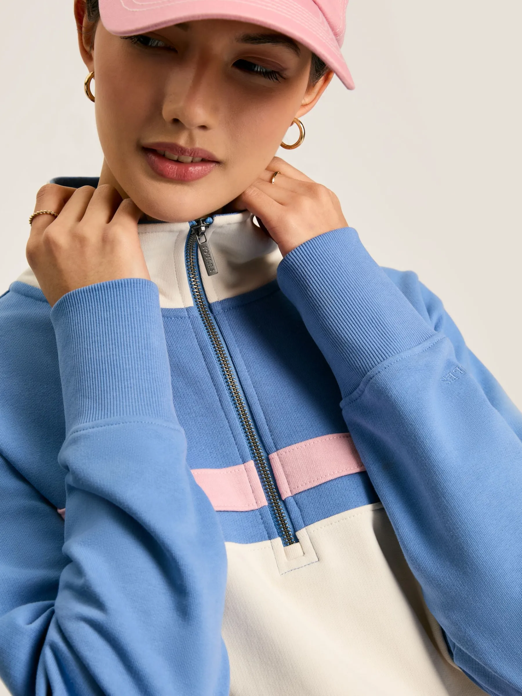 Tadley Blue & White Quarter Zip Sweatshirt<Joules New