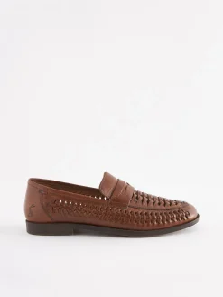 Tan Brown Leather Weave Loafers<Joules Best