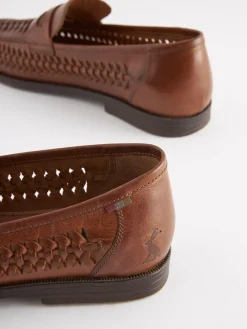 Tan Brown Leather Weave Loafers<Joules Best