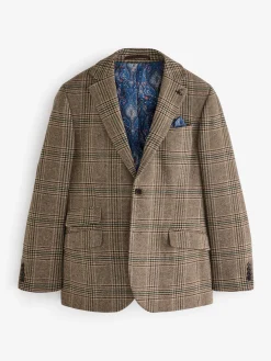 Taupe Brown Slim Fit Check Blazer<Joules Best