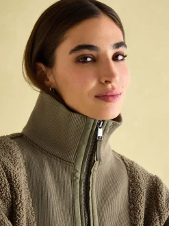 Thurleston Khaki Green Borg Fleece<Joules Clearance