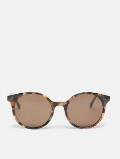 Tortoiseshell Print Round Rimmed Sunglasses<Joules