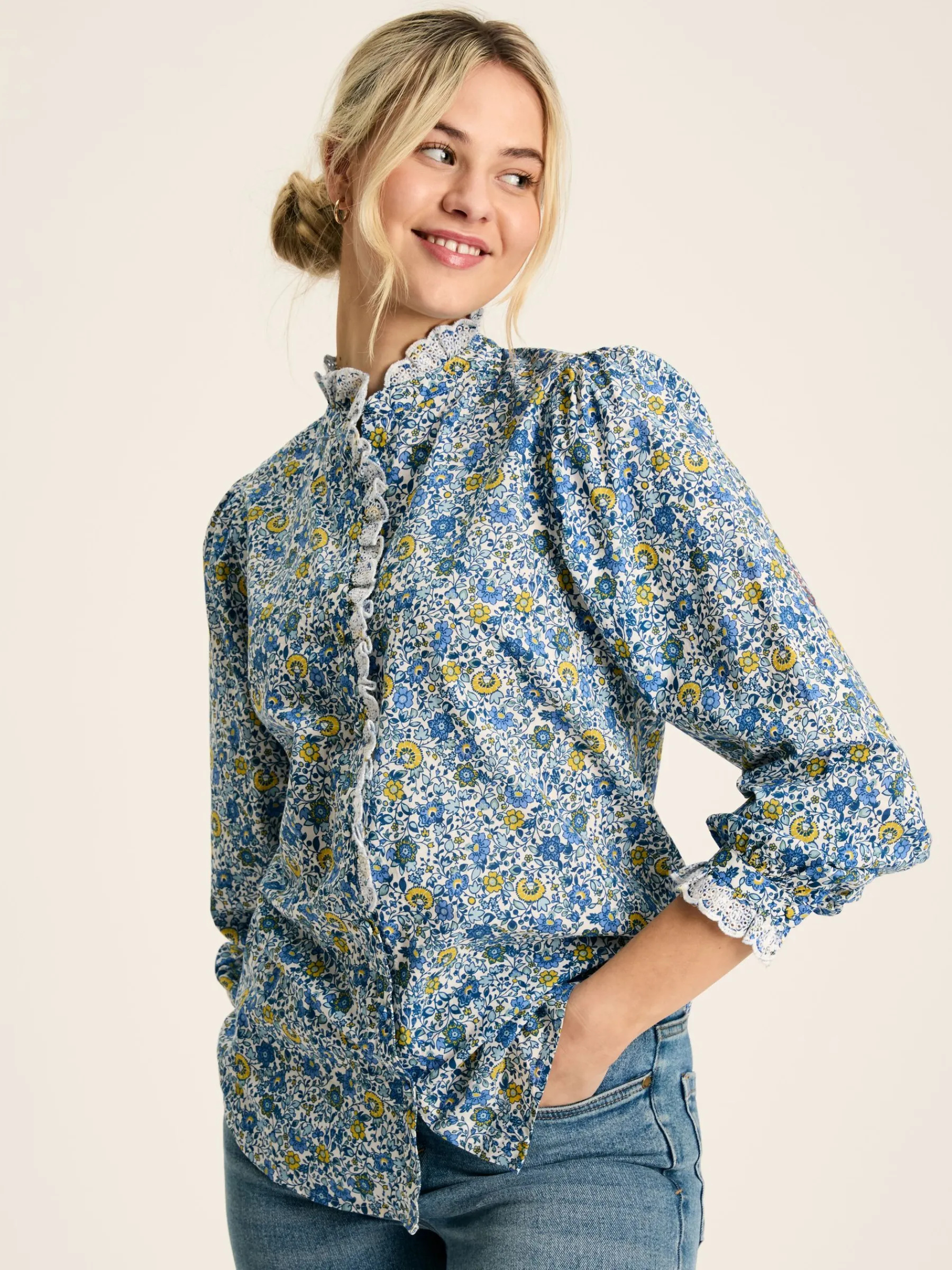 Valentina Broderie Trim Blouse<Joules Best