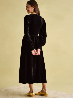 Vanessa Velvet Shirred Dress<Joules Outlet
