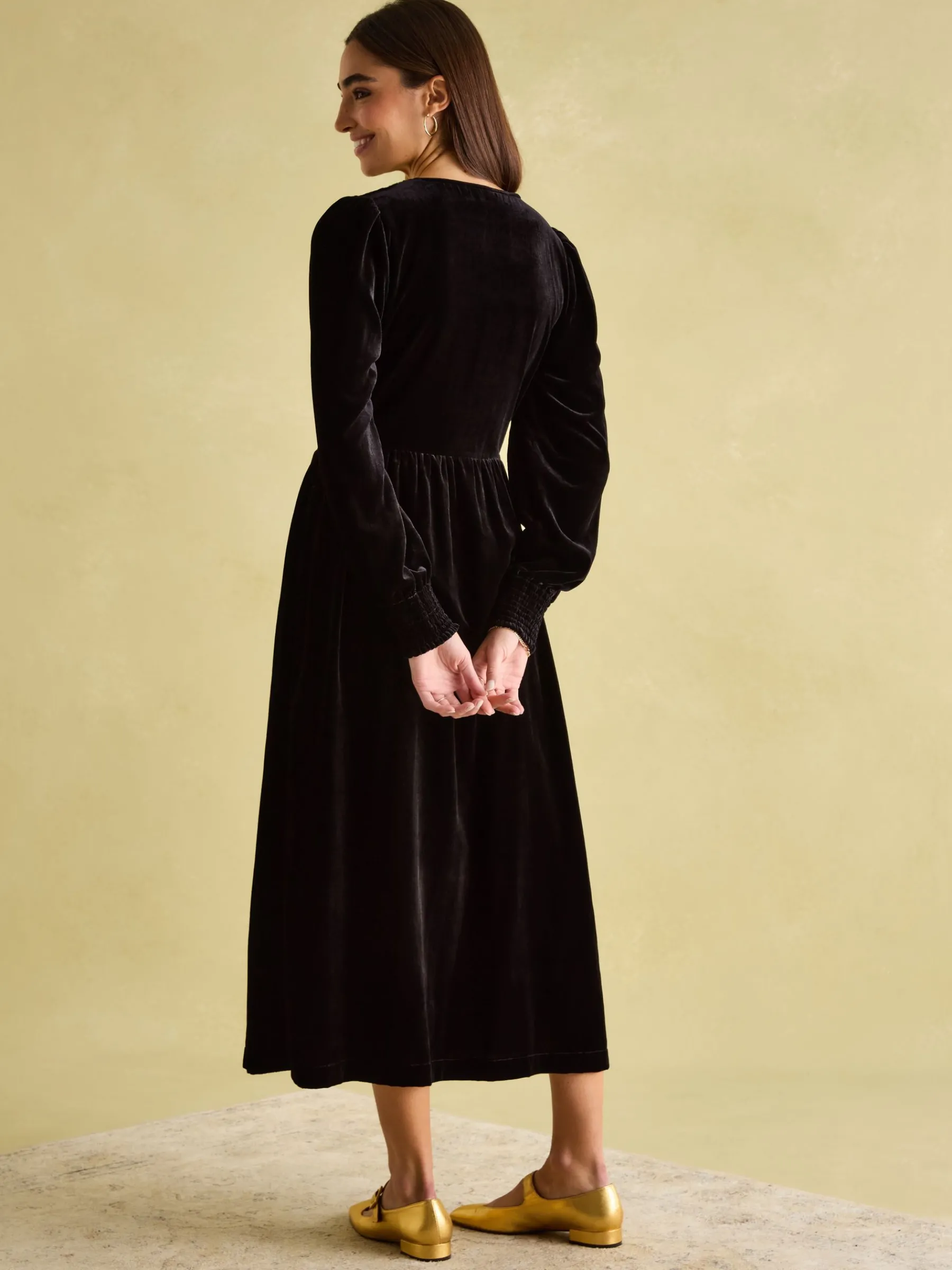 Vanessa Velvet Shirred Dress<Joules Outlet