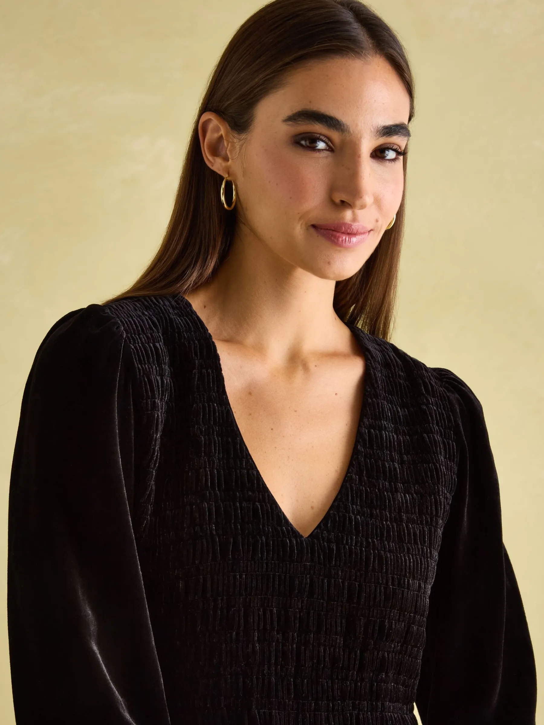 Vanessa Velvet Shirred Dress<Joules Outlet