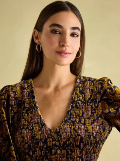 Vanessa Velvet Shirred Dress<Joules Clearance