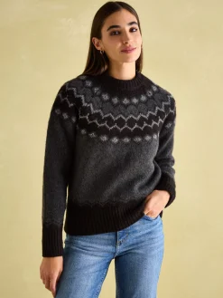 Victoria Charcoal Grey Fair Isle Jumper<Joules New
