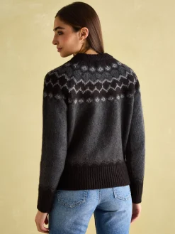 Victoria Charcoal Grey Fair Isle Jumper<Joules New