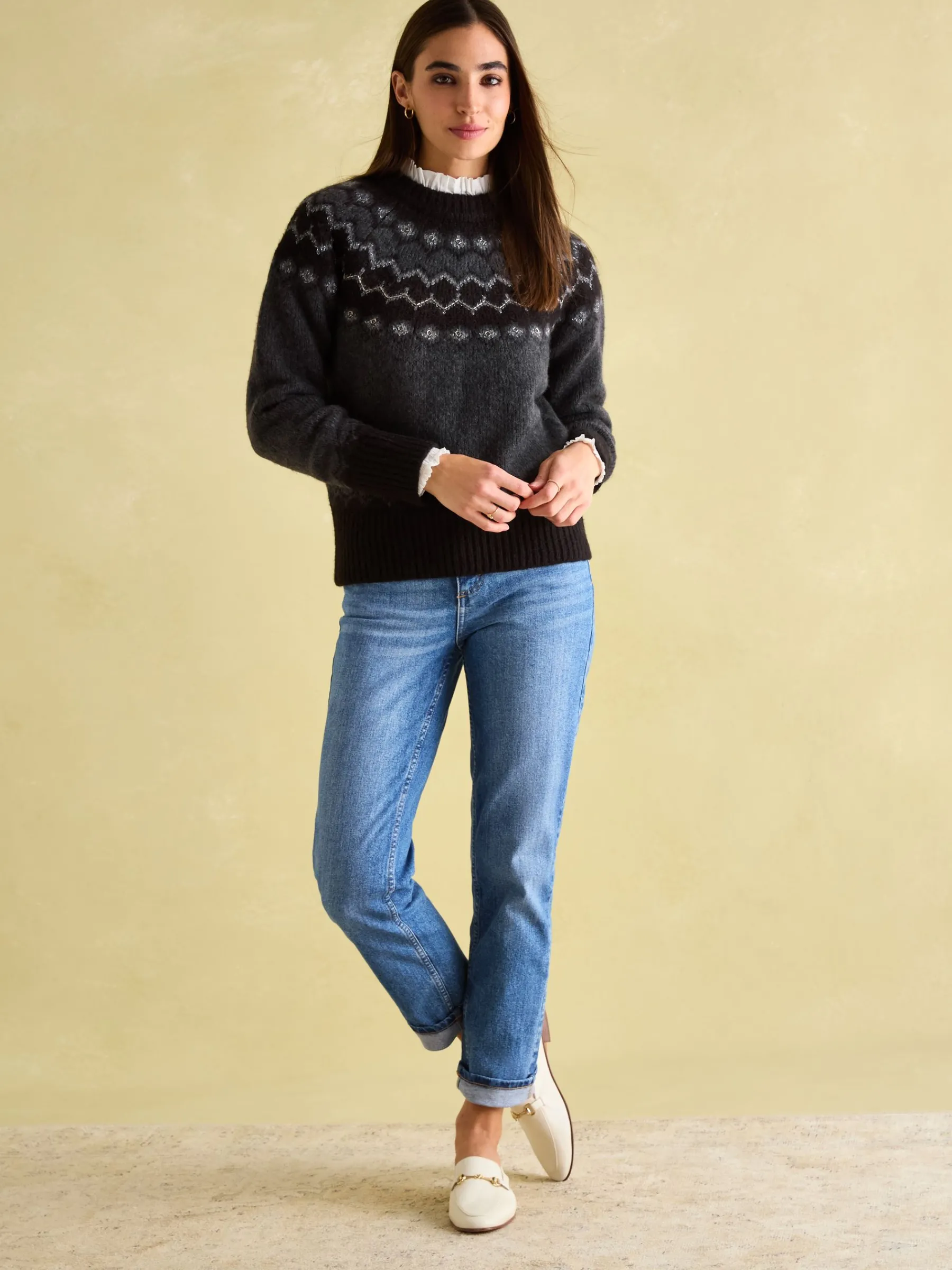 Victoria Charcoal Grey Fair Isle Jumper<Joules New