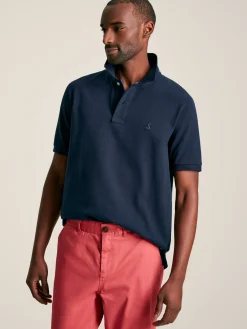 Woody Navy Blue Regular Fit Cotton Pique Polo Shirt<Joules Discount