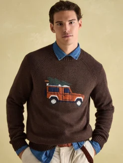 4x4 Brown Intarsia Crew Neck Jumper<Joules Best