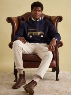 4x4 Navy Applique Crew Neck Jumper<Joules New